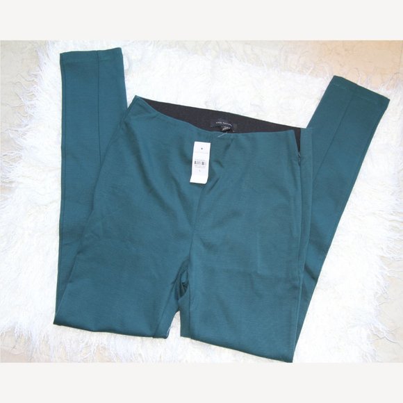 Ann Taylor Leggings Deep Emerald Teal Seemed Leggings SMALL NWT - Picture 3 of 3